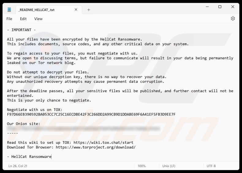 HellCat ransomware text file (_README_HELLCAT_.txt)