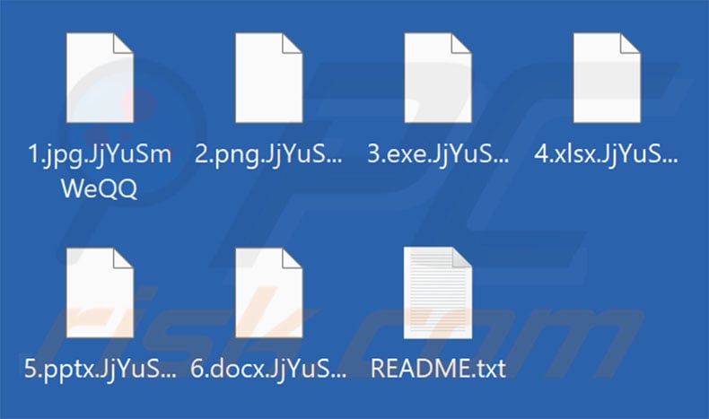 Files encrypted by Lyrix ransomware (extension comprising 10 random characters)