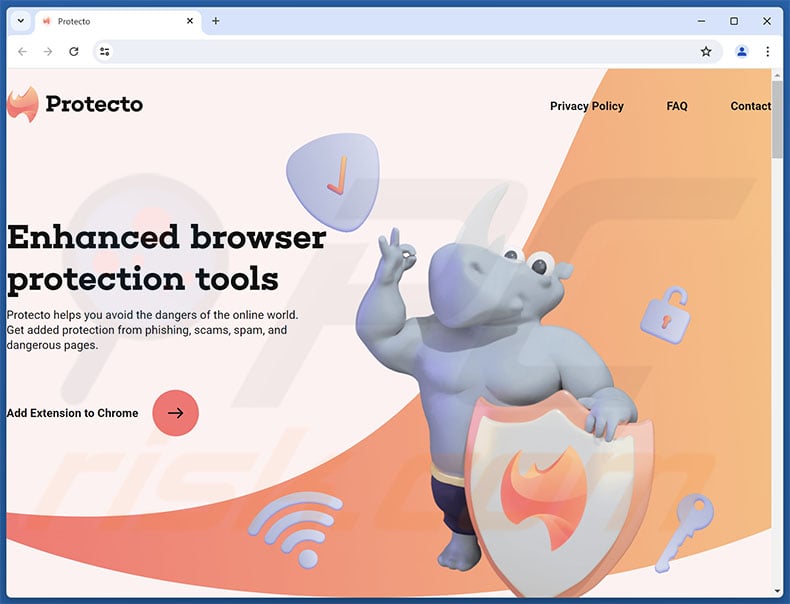 Website promoting Protecto for Chrome