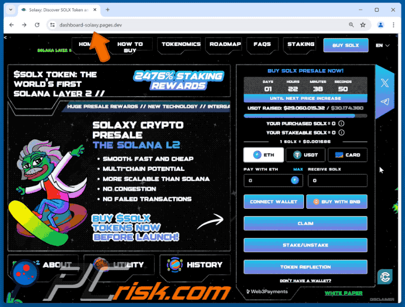 Appearance of Solana L2 Presale scam (GIF)