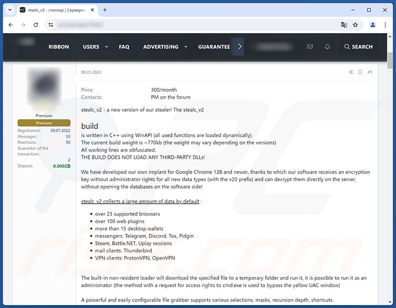 Stealc_v2 malware promoted online