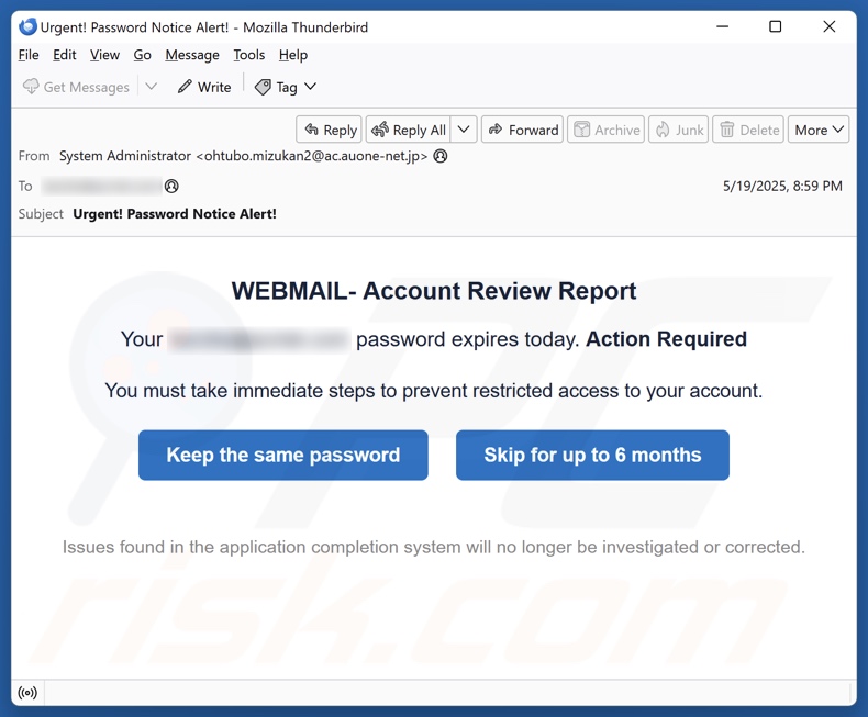 Account Review Report email spam campaign