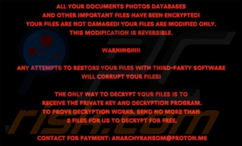 AnarchyRansom ransomware wallpaper