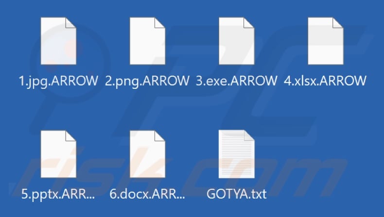Files encrypted by ARROW ransomware (.ARROW extension)