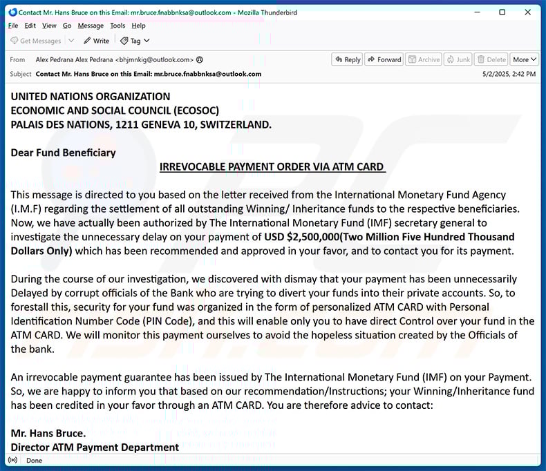 ATM Card Email Scam (2025-05-06)