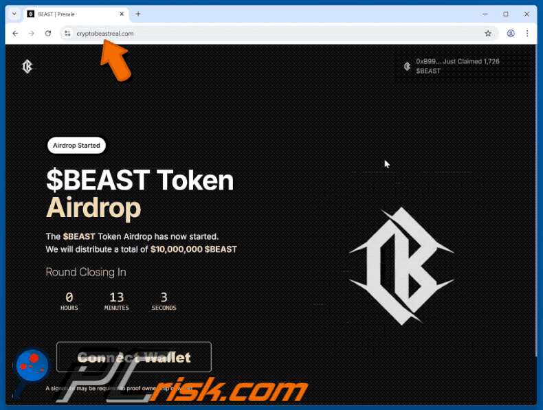 Appearance of $BEAST Token Airdrop scam