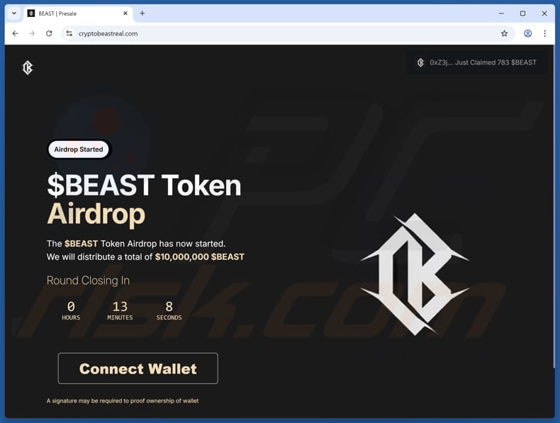 $BEAST Token Airdrop scam