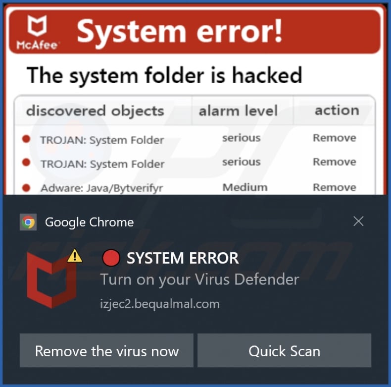 Ad delivered by the bequalmal[.]com webpage