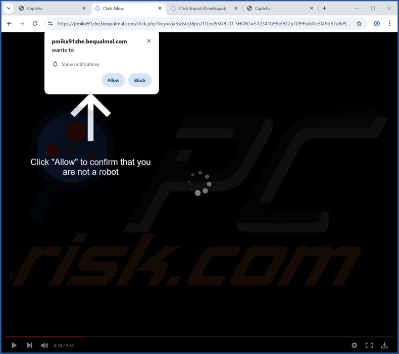 bequalmal[.]com pop-up redirects