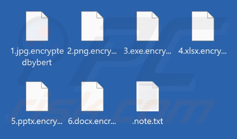 Files encrypted by Bert ransomware (.encryptedbybert extension)