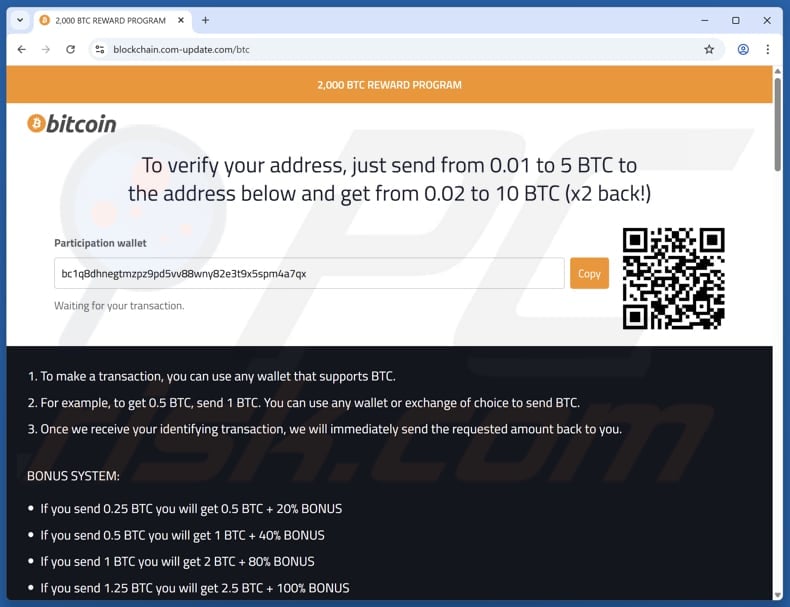 Bitcoin Reward Program scam