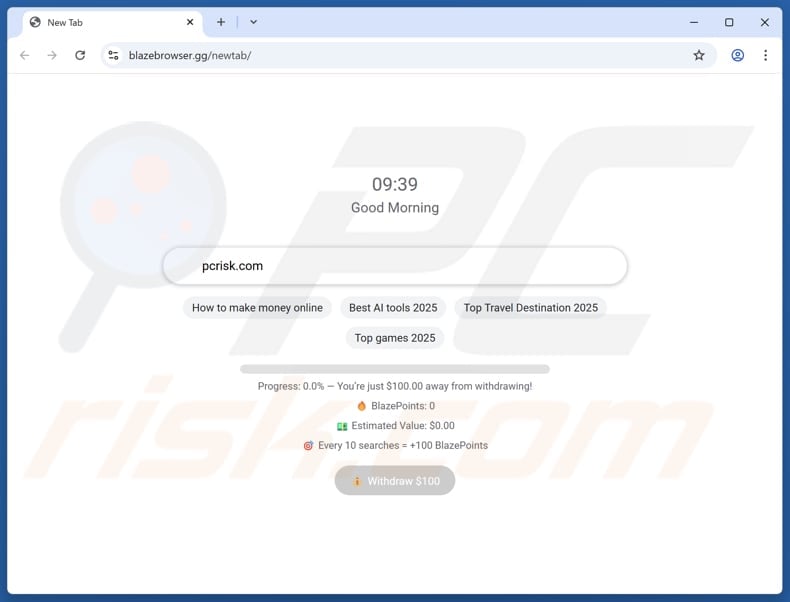 Blaze Browser unwanted application
