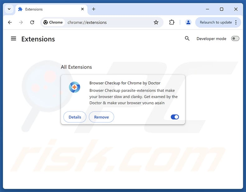 Removing unwanted extensions from Google Chrome step 2