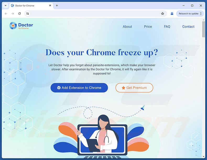 Website promoting Browser Checkup for Chrome by Doctor
