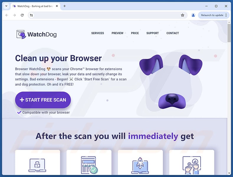 Website promoting Browser WatchDog for Chrome