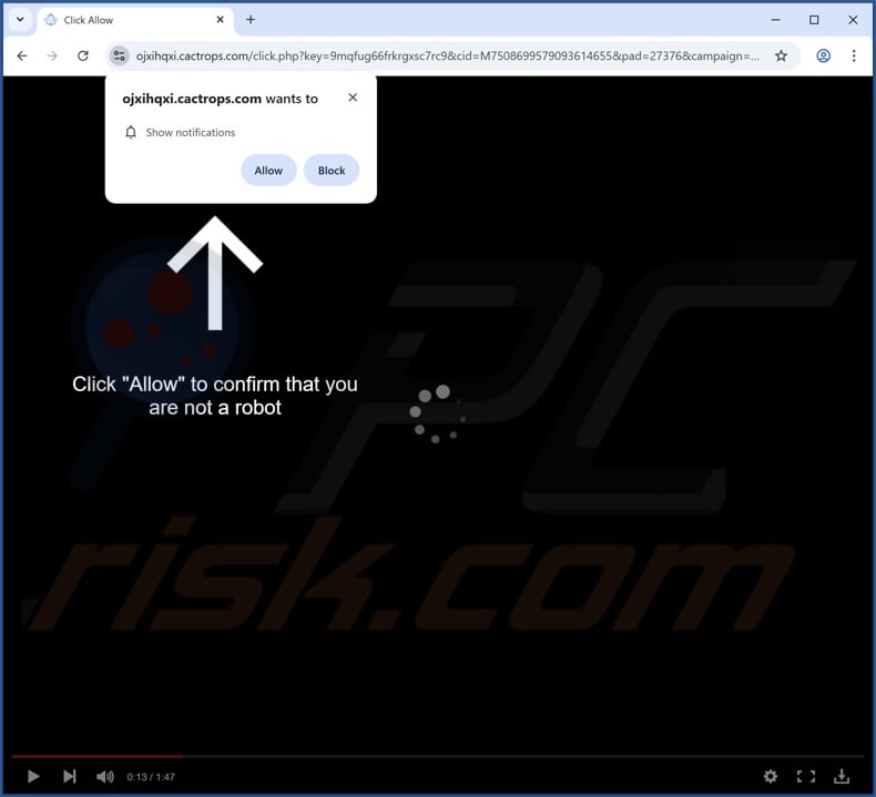 cactrops[.]com pop-up redirects