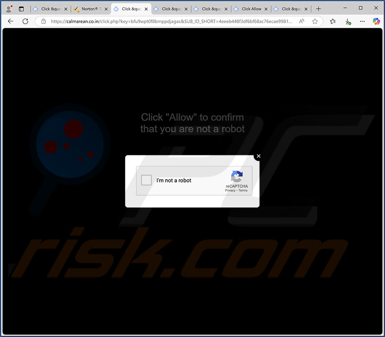 calmarean.co[.]in pop-up redirects