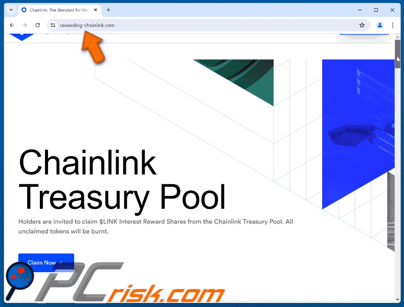 Appearance of Chailink Treasury Reward scam