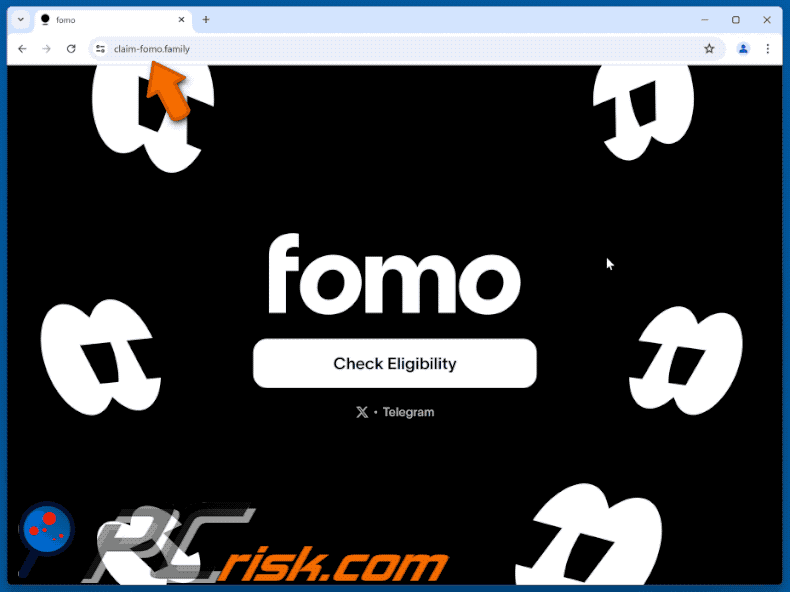 Appearance of Claim Fomo scam (GIF)