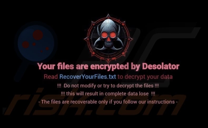 Desolator ransomware wallpaper