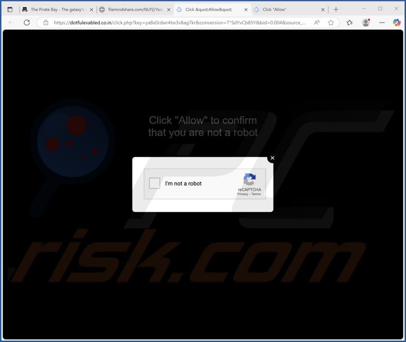 dotfulevabled.co[.]in pop-up redirects