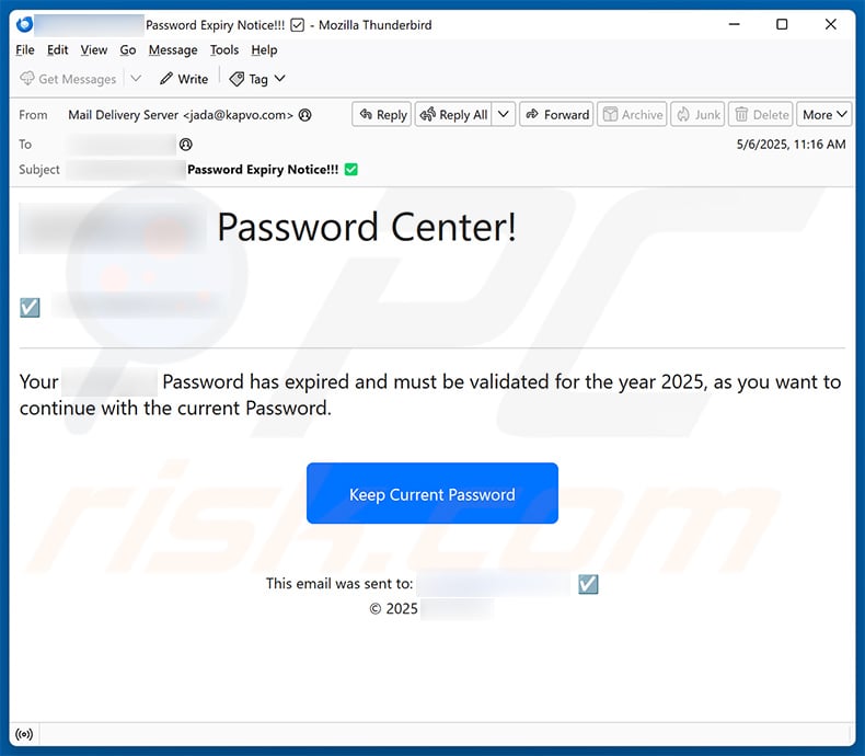 Email password center scam (2025-05-08)