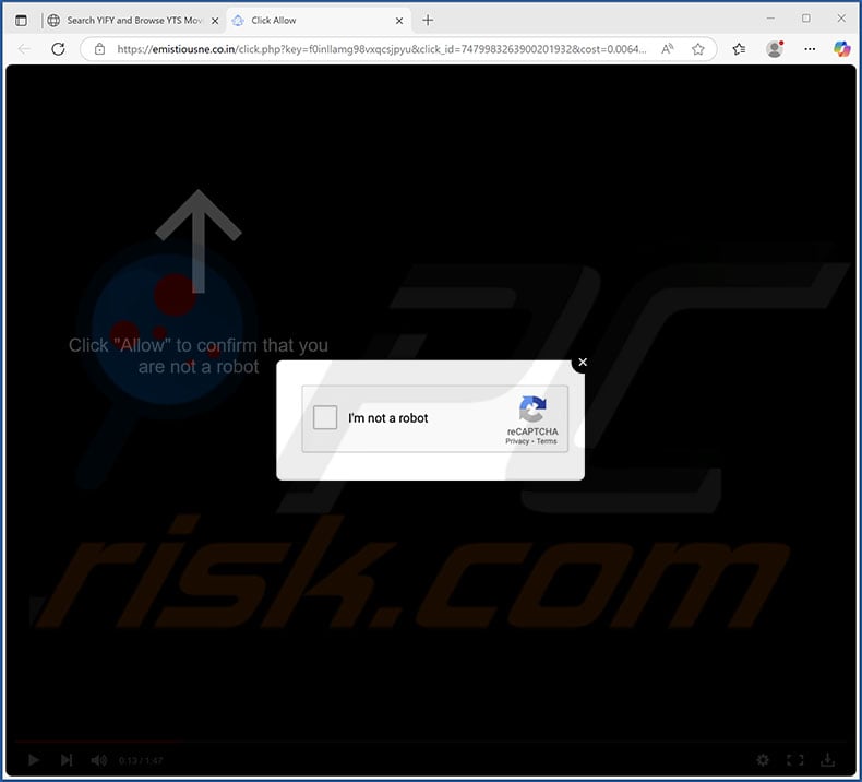 emistiousne.co[.]in pop-up redirects