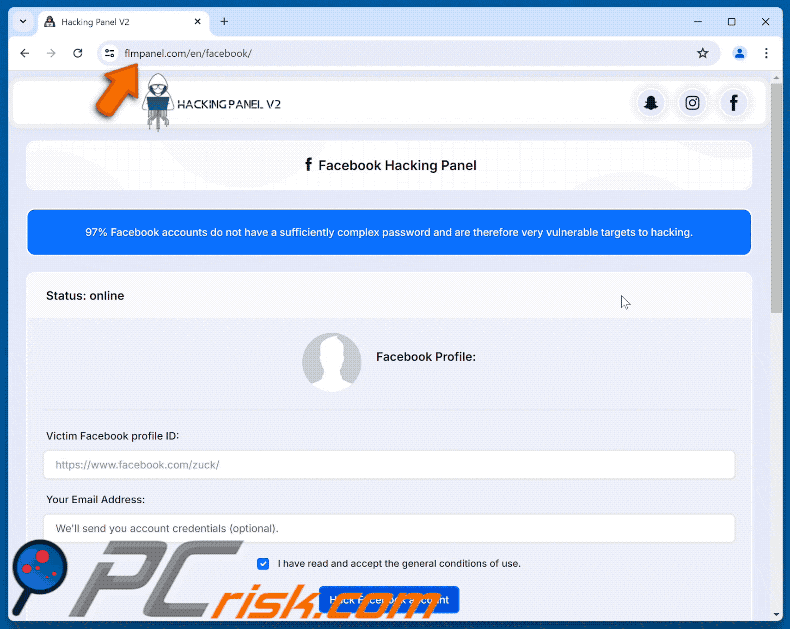 Appearance of Facebook Account Hack scam
