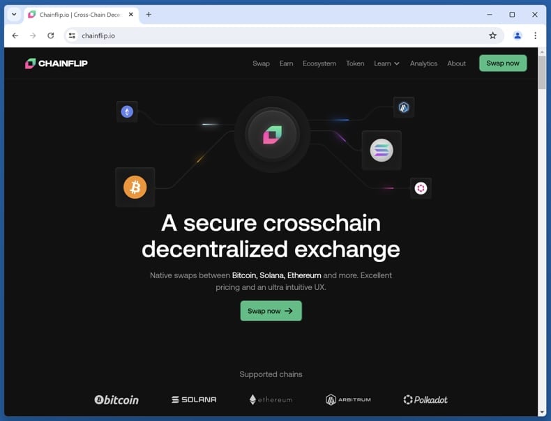 Fake Chainflip Website Scam real website (chainflip.io)
