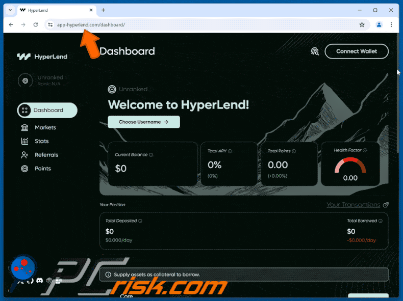 Appearance of Fake HyperLend Website scam