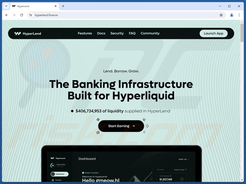 Fake HyperLend Website Scam official website (hyperlend.finance)