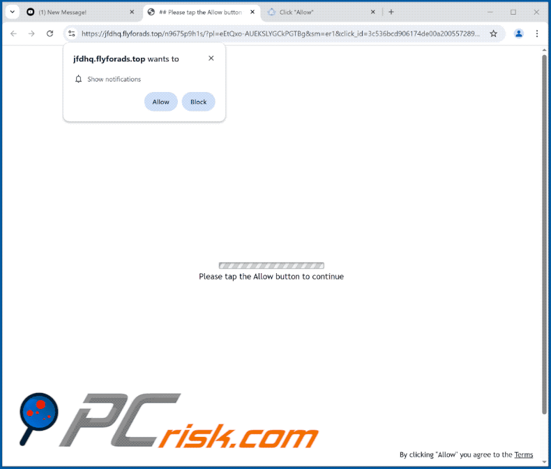 flyforads[.]top website appearance (GIF)