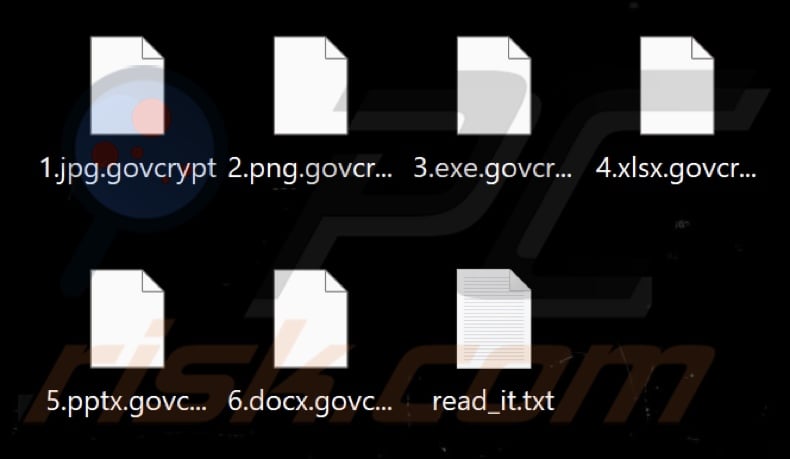 Files encrypted by Govcrypt ransomware (.govcrypt extension)