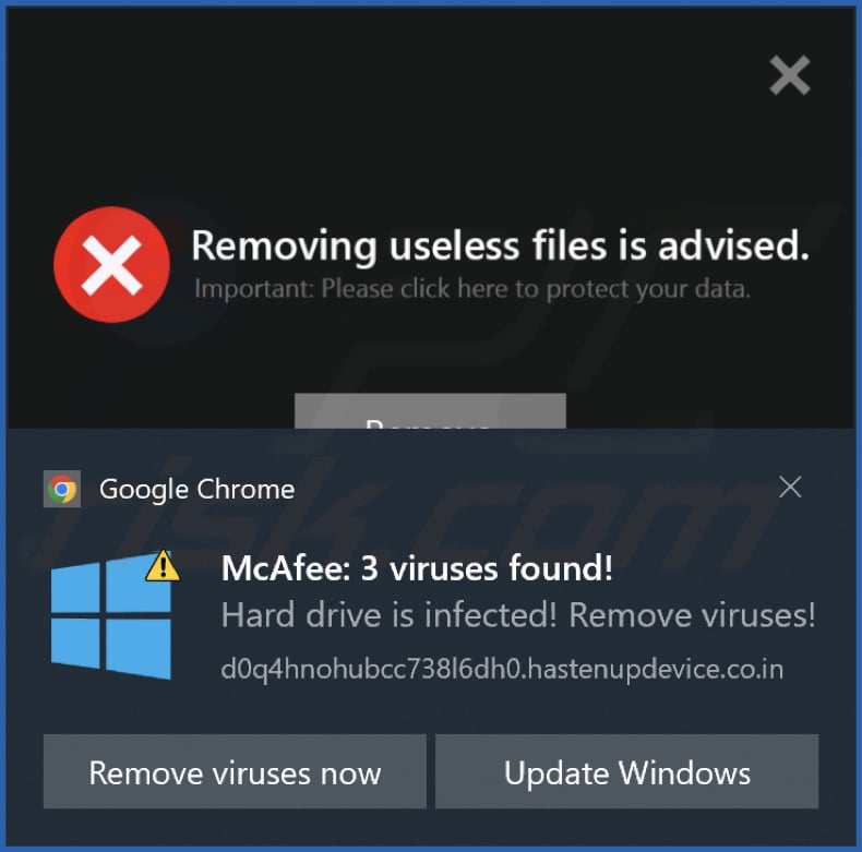 Ad delivered by the hastenupdevice.co[.]in webpage