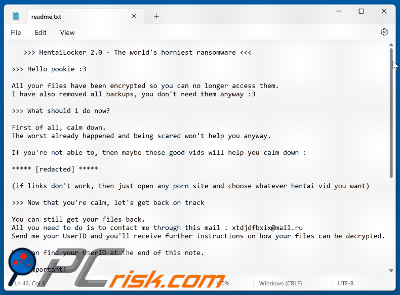 HentaiLocker 2.0 ransomware ransom note (readme.txt) GIF