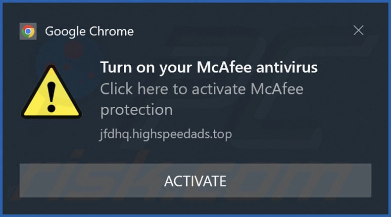 Ad delivered by the highspeedads[.]top webpage