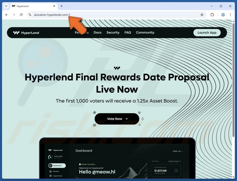 HyperLend Vote Rewards scam
