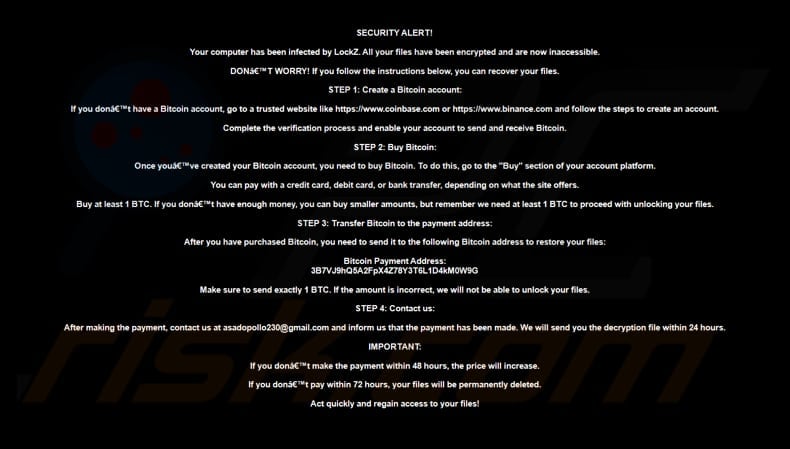 LockZ ransomware wallpaper