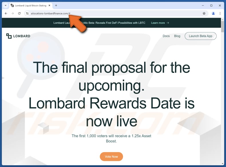 Lombard Rewards scam