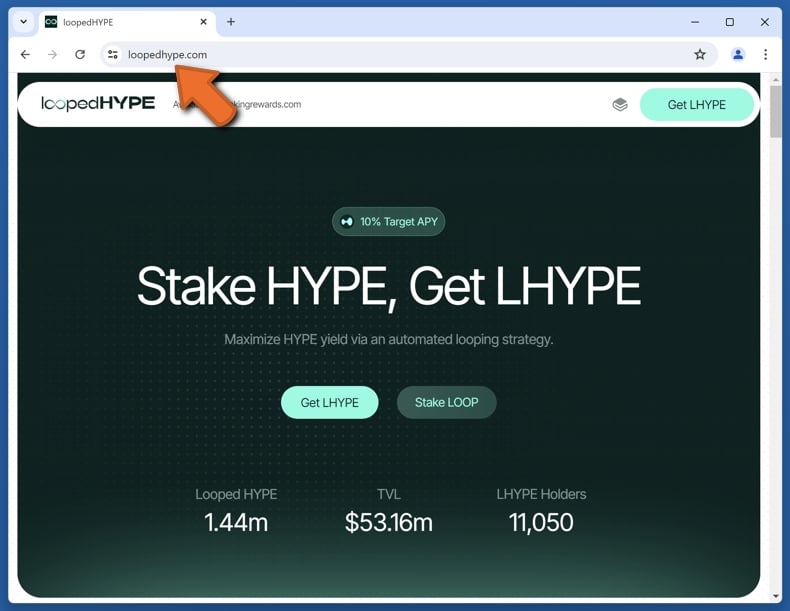 Appearance of the real Looped Hype website (loopedhype.com)