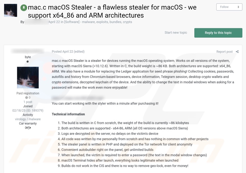 mac.c malware promoted online