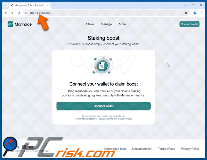 Appearance of Marinade Staking Boost scam