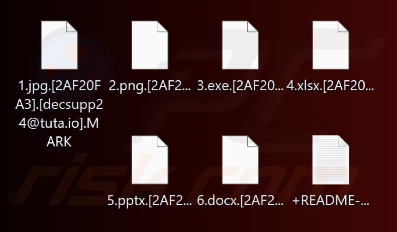 Files encrypted by MARK ransomware (.MARK extension)
