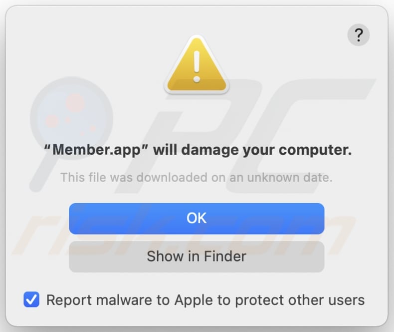 Member.app adware warning before installation