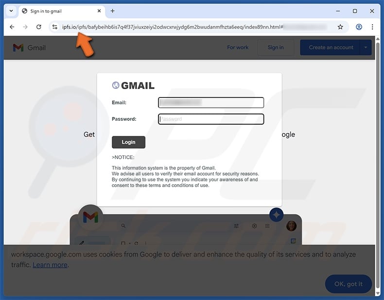 Message Restriction Activity scam email promoted phishing site