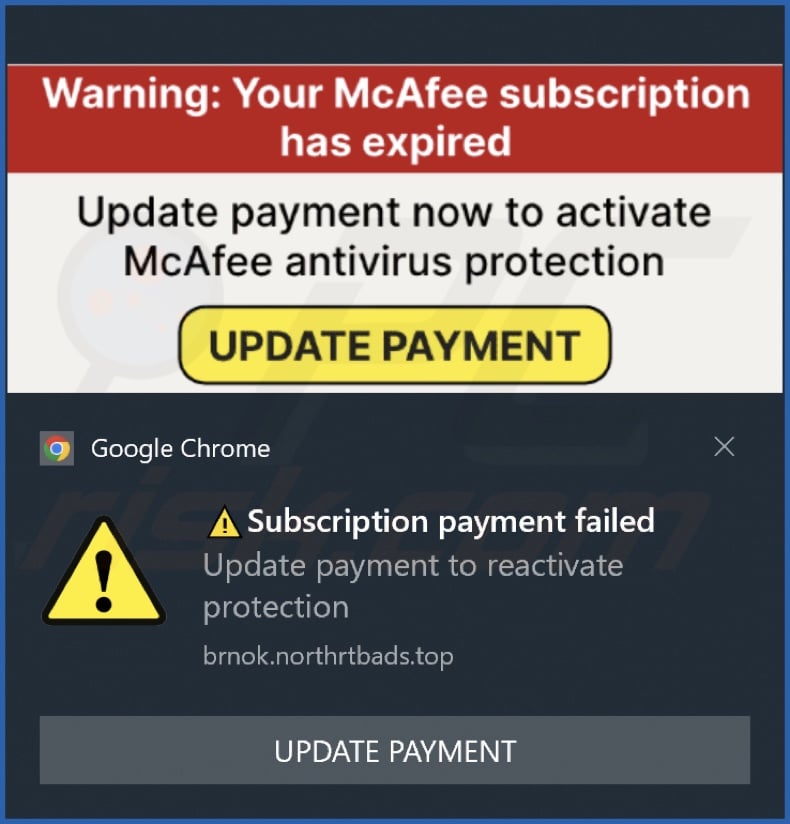 Ad delivered by the northrtbads[.]top webpage