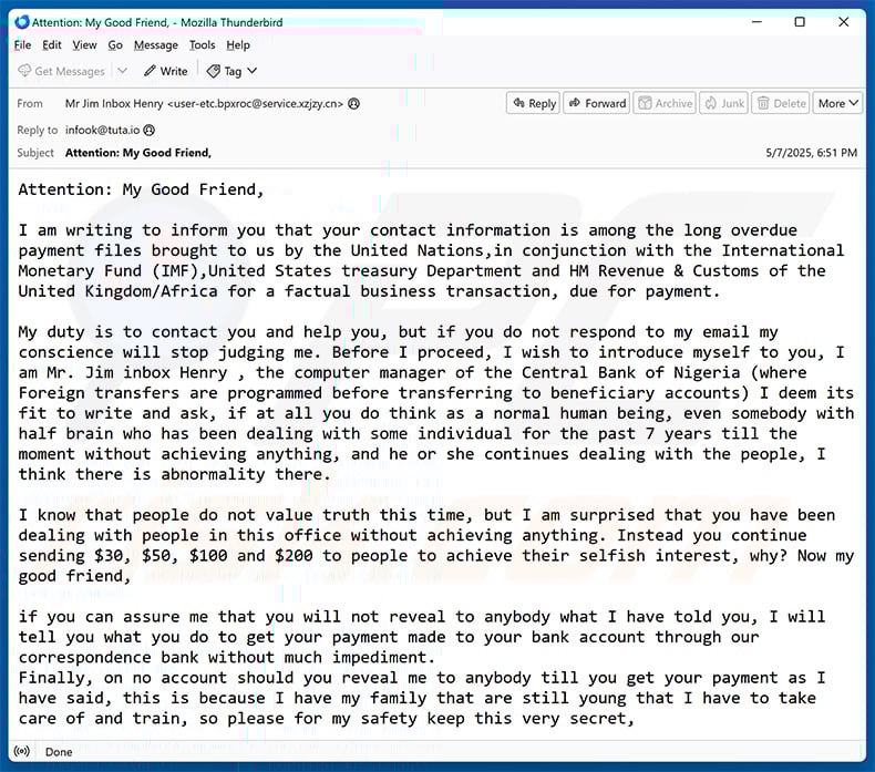 Overdue Payment Email Scam (2025-05-08)