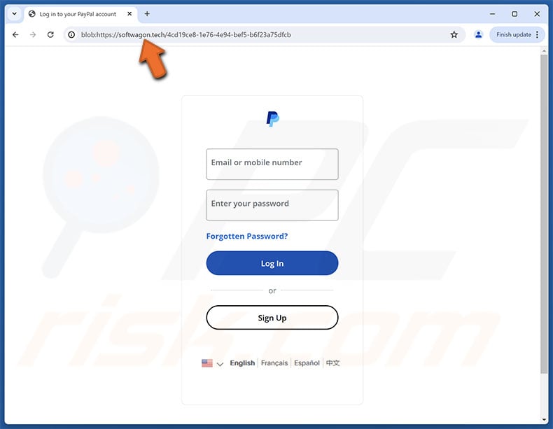 PayPal - Money Received scam email promoted phishing site