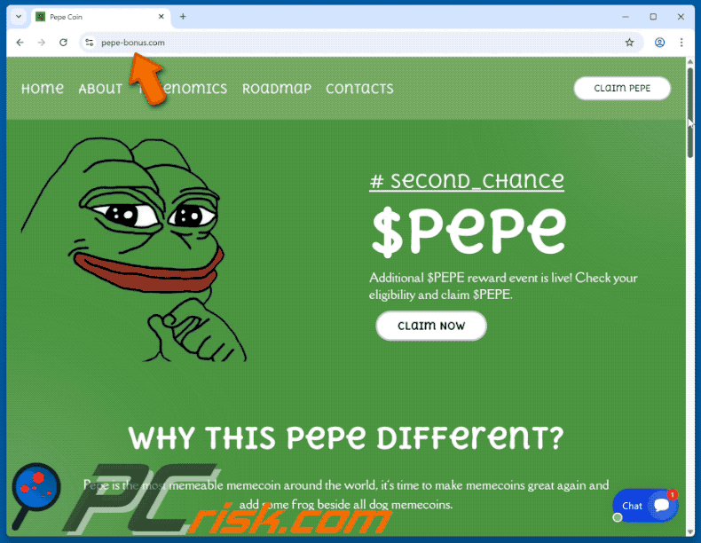 Appearance of Pepe Rewards scam (GIF)
