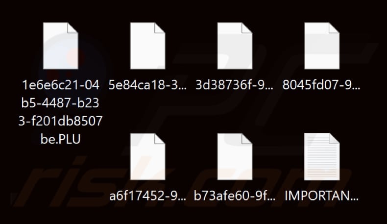 Files encrypted by PLU ransomware (.PLU extension)